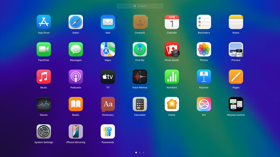 ไอคอนแอปหลายอันแสดงอยู่บนหน้าจอในรูปแบบตาราง
