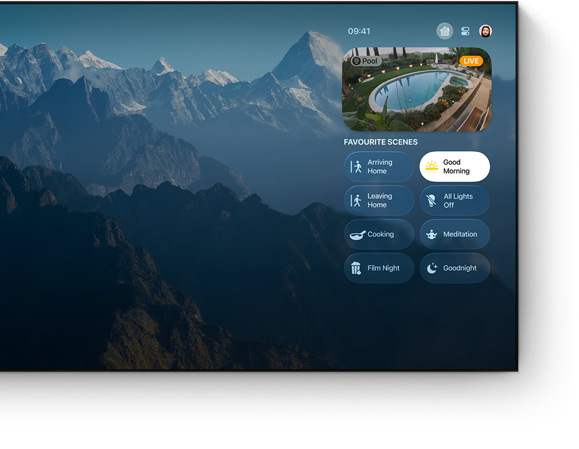 Apple TV 4K control centre UI on a flat screen television