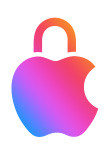 Το λογότυπο της Apple σε σχήμα κλειδαριάς, ο μηχανισμός της κλειδαριάς είναι κλειδωμένος για να τονίσει την προστασία απορρήτου